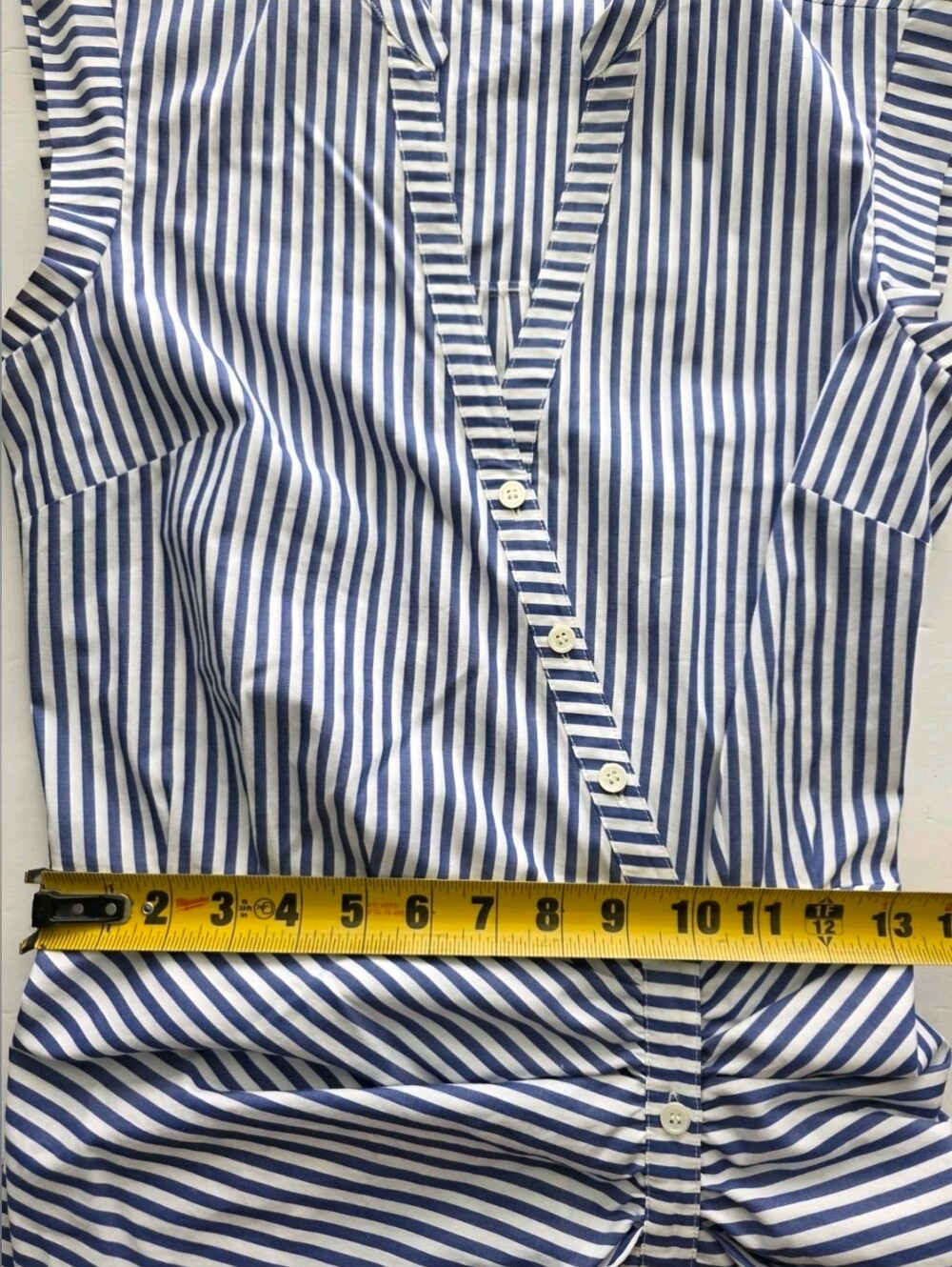 Veronica Beard Womens Ruched Shirt Dress In Blue & White Stripe 100% Cotton Sz 4 - Picture 8 of 16